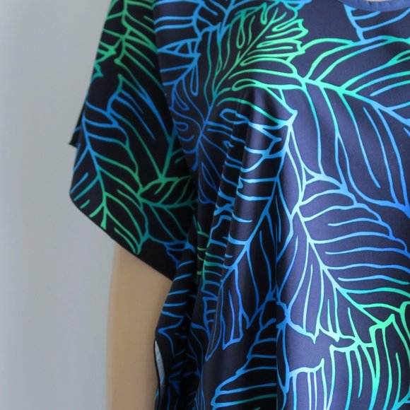 Hawaiian Ferns Polynesian Clothing Butterfly Tunic Blue & Teal or Blood Orange R - Picture 2 of 6